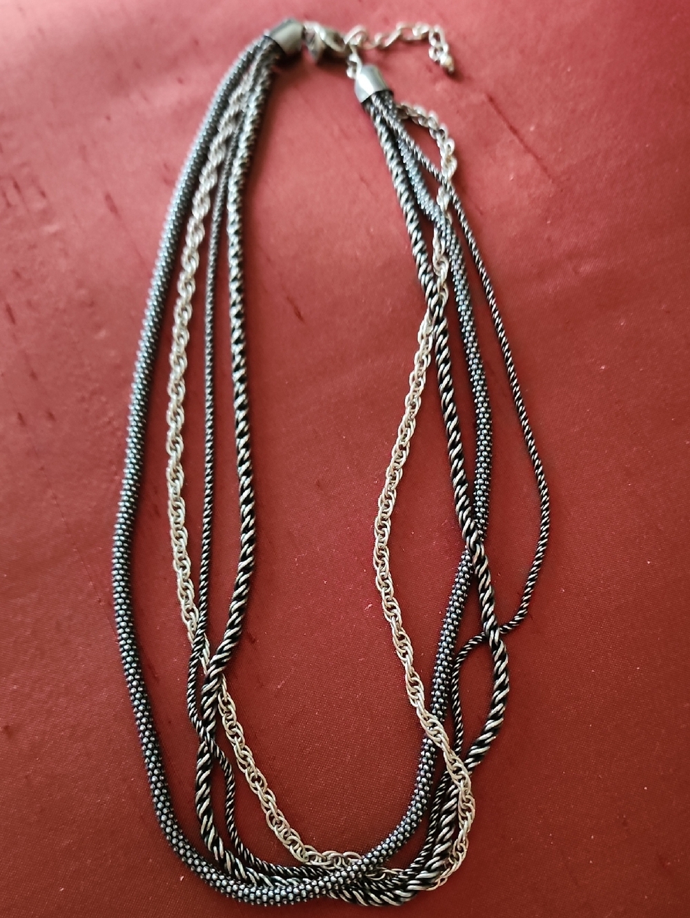 Multi-Strand Black and Silver Layered Necklace